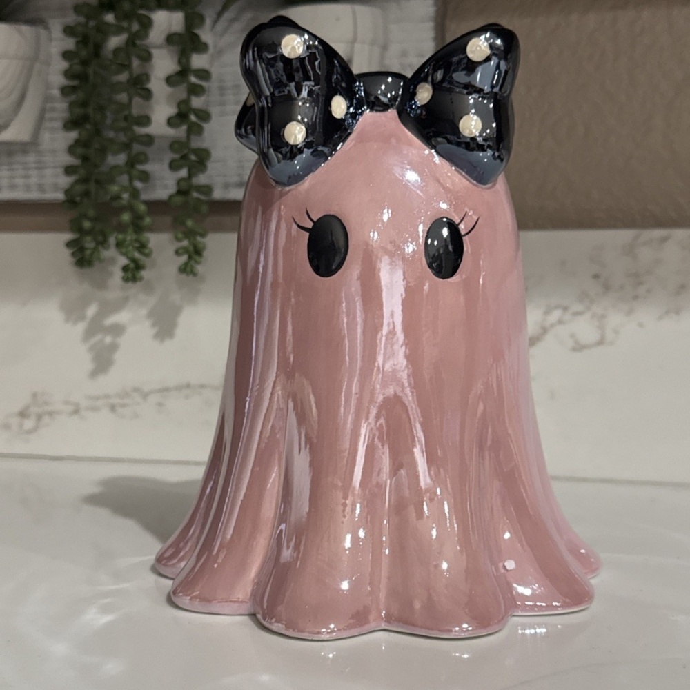 Ghost Pink Iridescent with Polka Dots Bow